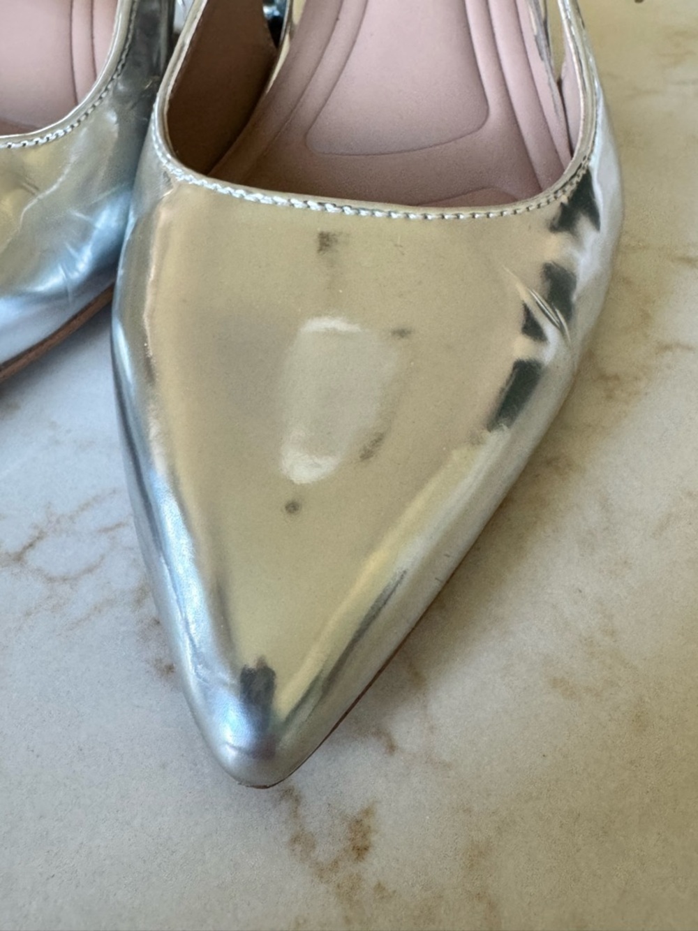 BCBGeneration Metallic Silver Pointed Sling Heels - Picture 5 of 6